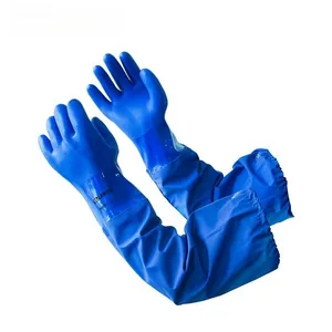 ПВХ с длинным рукавом 66 см 14-666 синие масляные кислоты и щелочи химически стойкие защитные перчатки