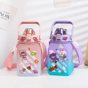 Bình Đựng Nước Hình Vuông 2022 Shopee 1500Ml 50Oz, Bình Đựng Nước Tạo Động Lực Bằng Nhựa Có Ống Hút Và Dây Đeo