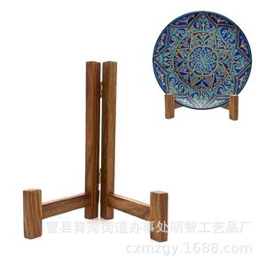 Wooden Display Shelf Round Natural Wood Color Desktop Storage Rack For Photo Frame <b>Record</b> Tray Easel <b>Stand</b> - Product Image 4