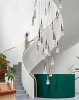 JYLIGHTING Lustre moderne en métal rectangulaire en forme d'escalier en spirale, luminaire suspendu, éclairage en cristal haut de gamme, duplex, villa, loft, chambre, LED