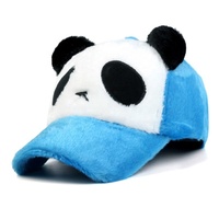 Venta caliente al por mayor 5/6 Panel blanco y negro Panda Faux Fur estilo peludo felpa dibujos animados niños gorra de béisbol con oreja