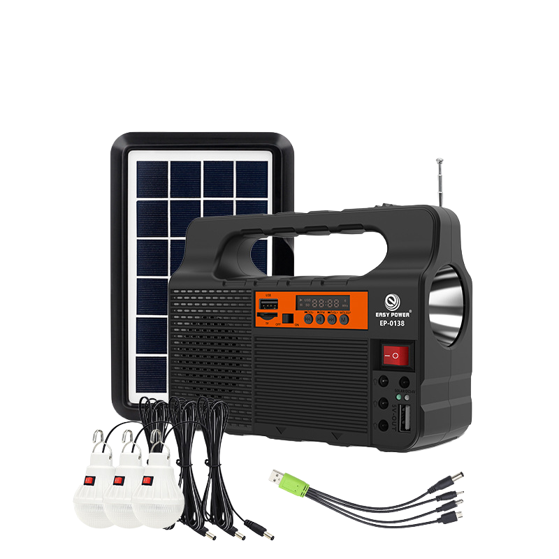 Portable Solar Panel Lighting System Kit with Lithium Ion Battery 3 LED Bulbs FM Radio Mobile Charging for Home Outdoor Use
