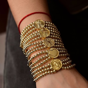 Pulsera de Moda BD-D795 con Dijes de <span class=keywords><strong>San</strong></span> <span class=keywords><strong>Benito</strong></span>/Virgen María/<span class=keywords><strong>Cruz</strong></span>, Pulsera Religiosa Chapada en Oro con Cuentas de <span class=keywords><strong>Cruz</strong></span>, Pulsera de Cuentas para Mujer - Product Image 1