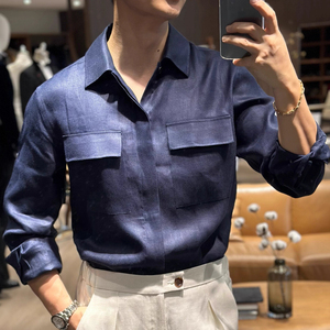 Camicie da <span class=keywords><strong>Uomo</strong></span> Personalizzate OEM in Stile Italiano, Vendita all'Ingrosso, Casual Business, per Feste e Vacanze, in <span class=keywords><strong>Lino</strong></span>/Abbigliamento da Lavoro, Camicie da <span class=keywords><strong>Uomo</strong></span> per Commercio Estero - Product Image 3