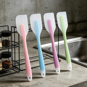 Espátula de silicona, raspador integrado, pala, cuchillo para mezclar pasteles y crema, herramienta de cocina resistente a altas temperaturas - Product Image 1