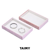 Plateau à bijoux empilable de luxe en velours, plateau de rangement à bijoux de haute qualité, plateau de présentation de bijoux personnalisé avec logo pour comptoir