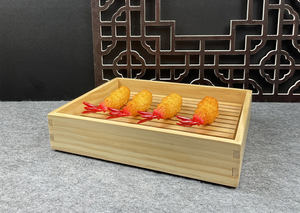 日本食レストラン寿司ディスプレイトレイ刺身プレートサービングトレイネタケース木製寿司ネタ箱アクリルカバー付き - Product Image 6