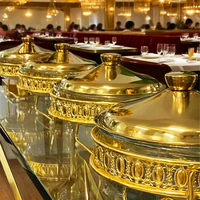 Ensemble de buffet de table pour mariage et fête, 2L 3L, plat rond en verre, chauffe-plats avec support