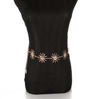 Vente en gros de ceinture à chaîne en argent et or avec tournesol de grande taille en métal longue taille corps ventre ceinture à chaîne bijoux accessoires