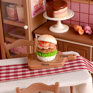 Breloques en résine en forme de burger de dessin animé, miniatures de nourriture frite délicieuse, mignonnes, pour décoration de cuisine DIY avec technique d'huile coulante - Product Image 4