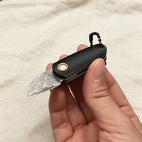 Couteau pliant Damas avec manche en aluminium, petit couteau EDC avec chaîne à billes pour ouvrir les colis