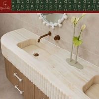 Meuble-lavabo mural moderne en onyx blanc GOLDKING avec double vasque et tiroir pour projets de salles de bain de villas et appartements
