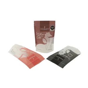 Custom Design Full Color Printed Frosted Resealable Waterproof Stand Up Salt Zip Lock Mylar Packaging Pouch Bags With Logo