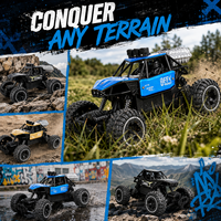 Camion RC tout-terrain avec effets de fumée simulée, recharge USB, lumières LED et carrosserie en alliage