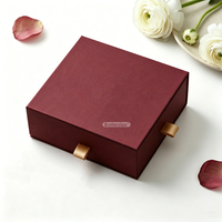 Boîte cadeau tiroir en carton pour bijoux, en velours, pour la Saint-Valentin, avec insert, logo personnalisé, écologique