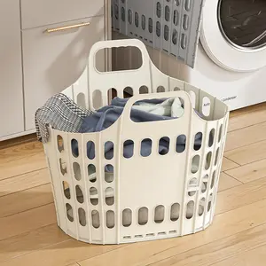 Keranjang penyimpanan pakaian kotor lipat Sesame desain dapat dilipat keranjang plastik gantung kamar mandi keranjang cucian portabel