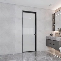 Porte battante en aluminium et verre pour commerce, porte d'entrée double à la française moderne pour vitrine