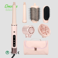 Styler à air chaud professionnel rose 6 en 1, brosse à air chaud haute vitesse, sèche-cheveux, boucleur automatique, peigne ionique, multi-styler 6 en 1