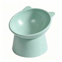 Gamelle surélevée portable 2-en-1 en plastique solide pour animaux de compagnie, forme oreilles de chat, antidérapante et anti-choc – Bol pour nourriture et eau en extérieur