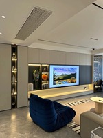 Meuble TV mural de luxe blanc, support TV LED, unité de rangement en bois, nouveau design, console TV flottante murale