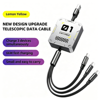 Câble de données USB Type C rétractable télescopique 3 en 1 100W 3A à charge rapide pour téléphone portable, ordinateur et batterie externe