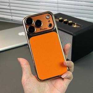 เคสโทรศัพท์มือถือหนัง PU ชุบเคลือบแบบธุรกิจ สำหรับ iPhone 17 13 14 15 16 Pro Max พร้อมฟิล์มเลนส์ HD ป้องกัน - Product Image 6