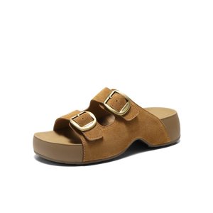 Women's Chunky-Soled <b>Sandals</b> 2026 New Arrival Retro Suede <b>Flat</b>-Heel Elevated <b>Sandals</b> Summer Outings - Product Image 2