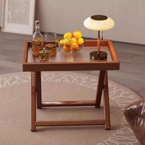 Foldable Bamboo Side <b>Table</b> For Living Room Bedroom Balcony With Tray Top Design - Product Image 1