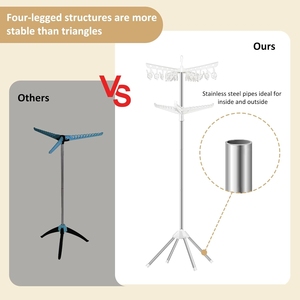 Séchoir à linge pliable multifonctionnel Bras de suspension rotatifs pour la maison, l'extérieur, le voyage et le salon en tissu métallique - Product Image 3