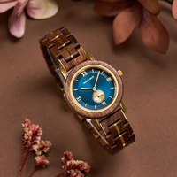 Montre Décontractée Femme en Bois Marron et Acier Inoxydable Doré, Style Antique, Personnalisable avec Logo, Livraison Directe, OEM Chine, Quartz Naturel