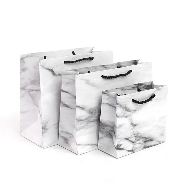 Elegent Luxe Winkelen Gift Bag Private Label Custom Logo Wimpers Kleding Sieraden Cosmetische Verpakkingen Marmer Papieren Zak