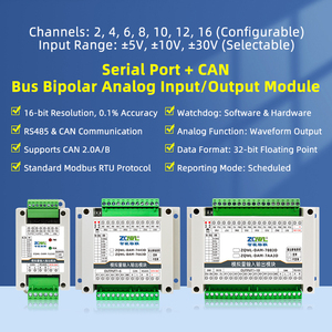 Módulo de E/S Analógico <span class=keywords><strong>Bipolar</strong></span> de Alta Precisión (0.1%) con CAN/RS-485, ADC de 16 Bits, Filtrado por Software y Protocolo Modbus RTU - Product Image 1