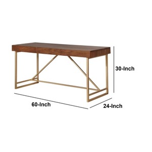 Escritorio Moderno de Madera con Patas Metálicas, Acabado en Nogal Marrón, con Almacenamiento, Ecológico y Duradero para Oficina en Casa y Sala de Estar - Product Image 4