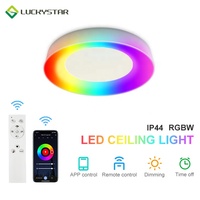 Lámpara de techo redonda con luces LED, luz ambiental colorida RGB con Control por aplicación para dormitorio, sala de estar, baño y cocina, accesorios