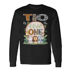 Camiseta de manga larga Tio Of The Wild One para el primer cumpleaños, con diseño de safari y jungla - Product Image 1