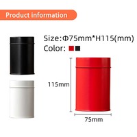 Boîte à thé cylindrique en fer blanc laqué avec logo personnalisé imprimé en sérigraphie, pour le stockage du matcha et des collations, avec couvercle à vis.