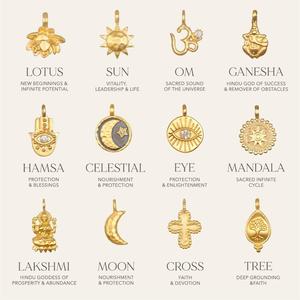 Collier Pendentif DIY Élément Classique pour Femme, Plaqué Or, Breloques Pendentifs <span class=keywords><strong>Soleil</strong></span>, Œil du Diable, Lune et Pierre <span class=keywords><strong>de</strong></span> Naissance - Product Image 3