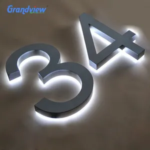 Fabricante Personalizado Led Iluminado Backlit Aço Inoxidável Números Quarto Número Casa Do Hotel Com Luzes