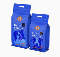 Sac d'emballage alimentaire en plastique pour animaux de compagnie, chien, chat, fond plat, fermeture éclair, transparent, en mylar