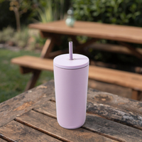 Mug isotherme à double paroi en acier inoxydable 480 ml (16 oz) avec couvercles, design moderne, portable, pour le sport, avec logo, idéal pour les fêtes, anti-fuite