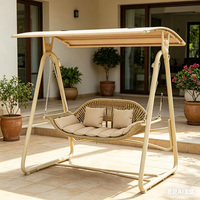 Fauteuil suspendu double en métal pour l'extérieur - 2 places, design Hyundai, coussin imperméable, mobilier de patio, cour, jardin, balcon
