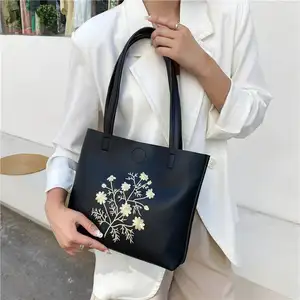 Hot Selling Single-shoulder Embroidery Tote Leather Fashion Women's Tote Bags Tote Bag Custom