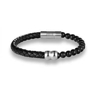 Pulsera de cuero trenzado con cuentas de turquesa plateada, unisex, ajustable, informal, deportiva, a la moda, regalo de joyería para hombres y mujeres - Product Image 2