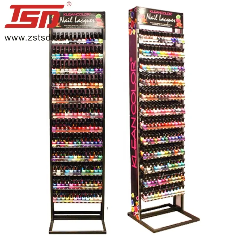 Custom makeup shop cosmetic store nail polish display rack nail polish display shelf nail polish sale floor stand