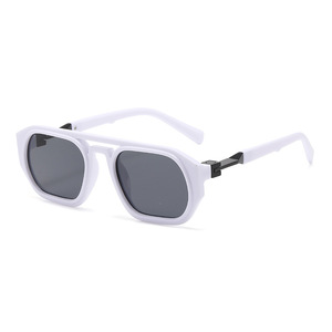 Lunettes de soleil polygonales punk vintage 2025 personnalisées avec logo, double pont, carrées, pour hommes et femmes, protection UV400 - Product Image 5