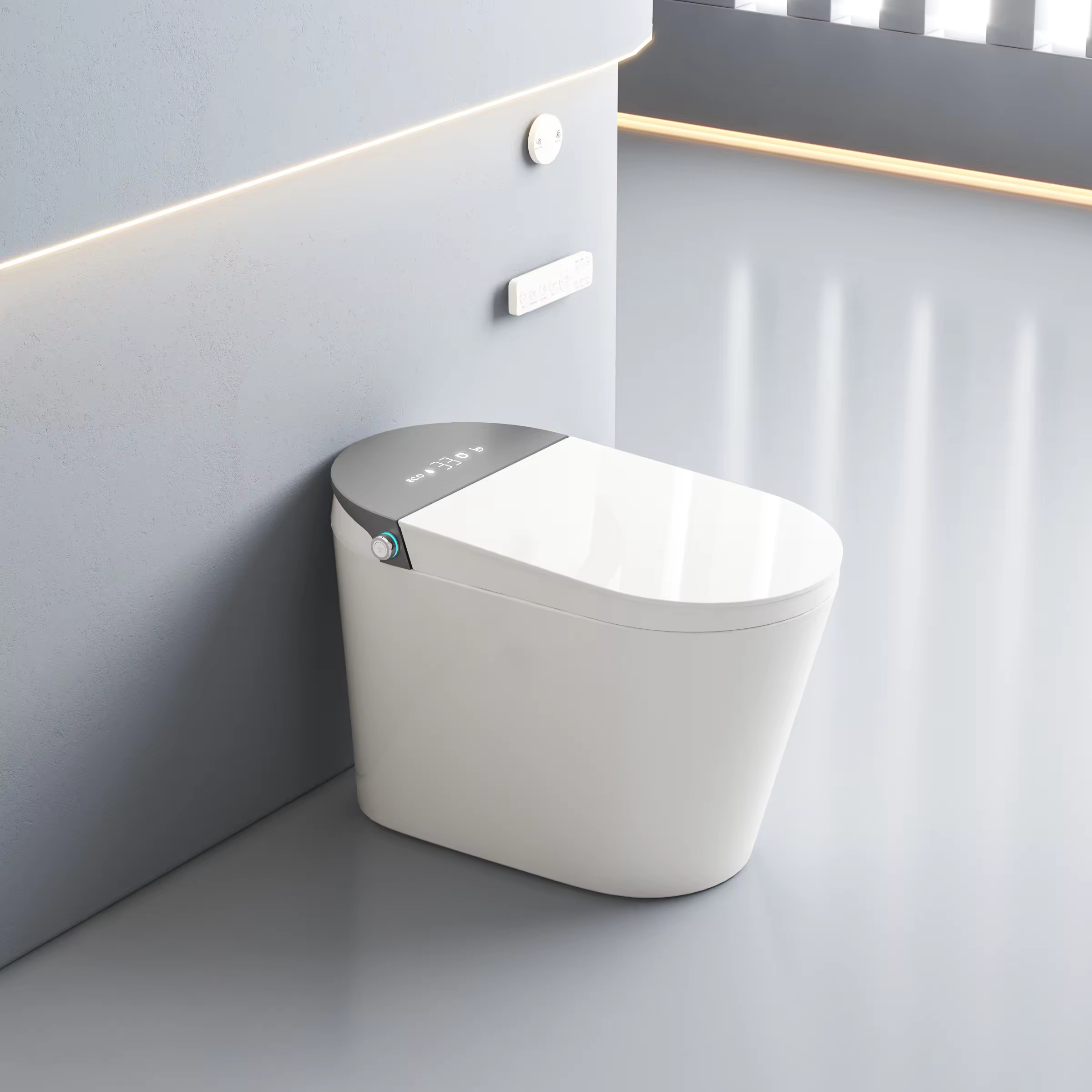 Sensor-Badezimmer intelligenter beheizter intelligenter Toiletten-Sitzkeramik-S-Fasche Schwerkraft-Spülung Toilettenkommode