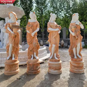 Decorazioni da giardino famoso greco a grandezza naturale all'aperto marmo bianco statue di signora pietra quattro stagioni dea