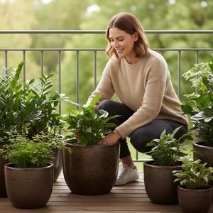 Grandes jardinières en céramique pour l'extérieur, avec trous <span class=keywords><strong>de</strong></span> drainage, finition émaillée, durables, écologiques, design moderne et classique, pour l'intérieur - Product Image 2