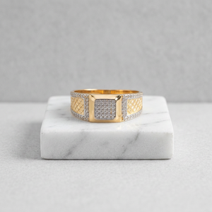 Elegant 22K <b>Gold</b> Men's <b>Cocktail</b> <b>Ring</b> with Textured Band Luxury Style for Engagement Wedding Party & Anniversary Wear - Product Image 1
