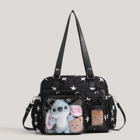 Sac mini en polyester noir pour femme, style japonais-coréen, mode niche, minimaliste, à motif étoiles, à porter à l'épaule